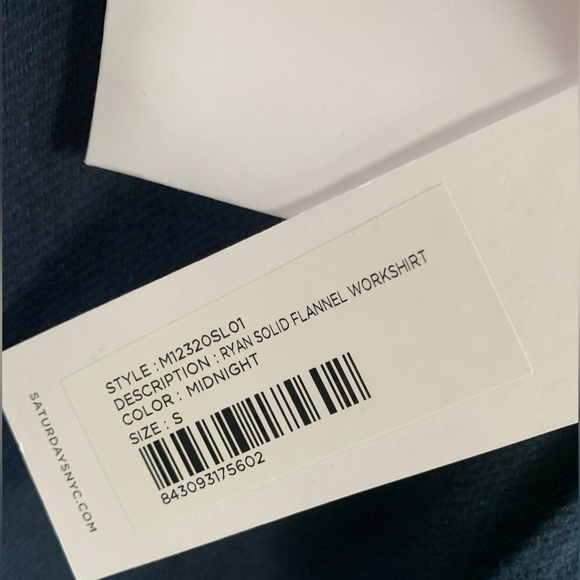 NEW SATURDAYS NEW YORK CITY RYAN SOLID FLANNEL WORKSHIRT SIZE:S - Picture 6 of 6